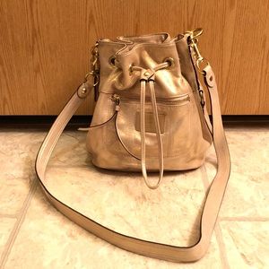 Coach Poppy Gold Shimmer Bucket bag